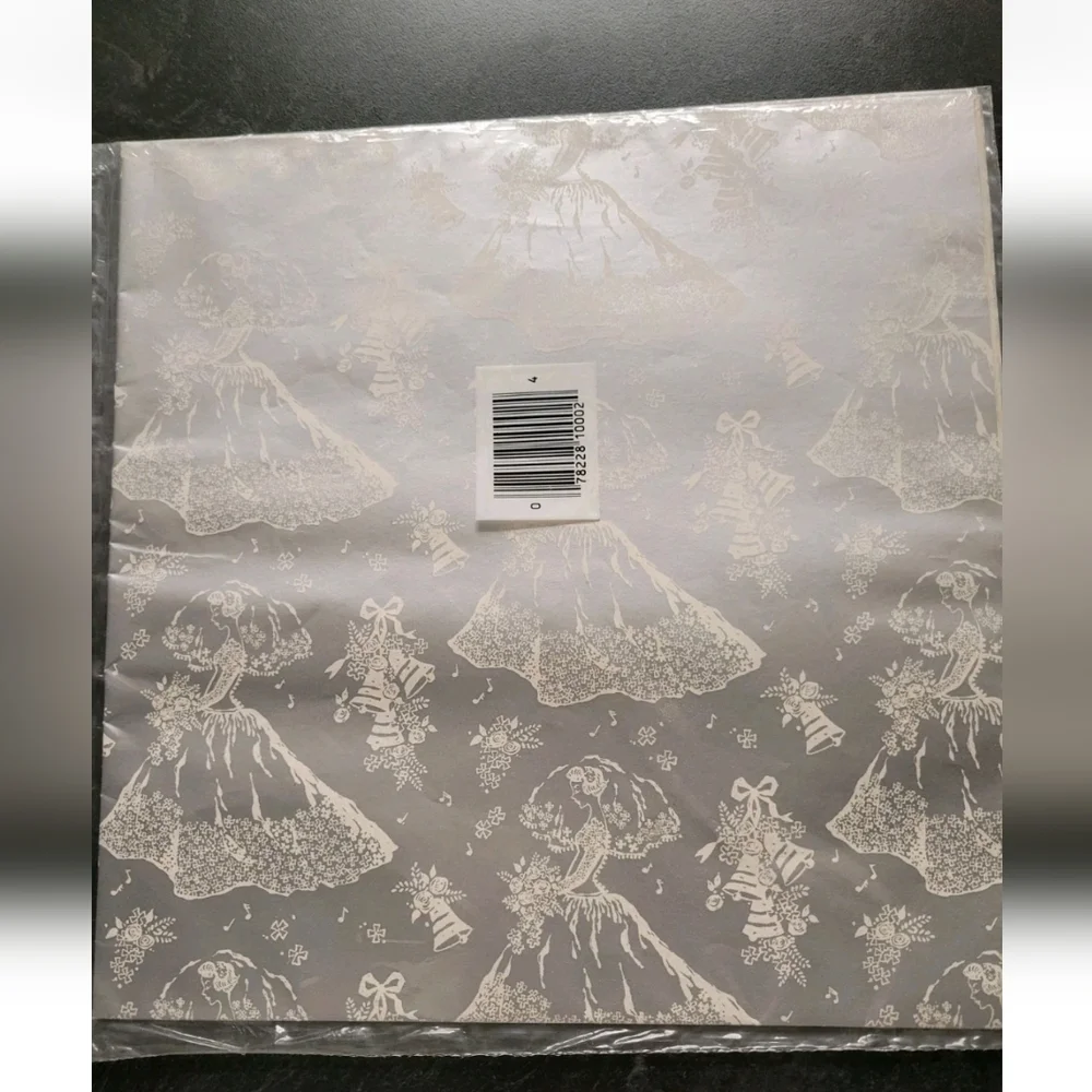 NEW Vintage Wedding Bridal Shower Gift Wrapping Paper Art Deco MCM USA Silver